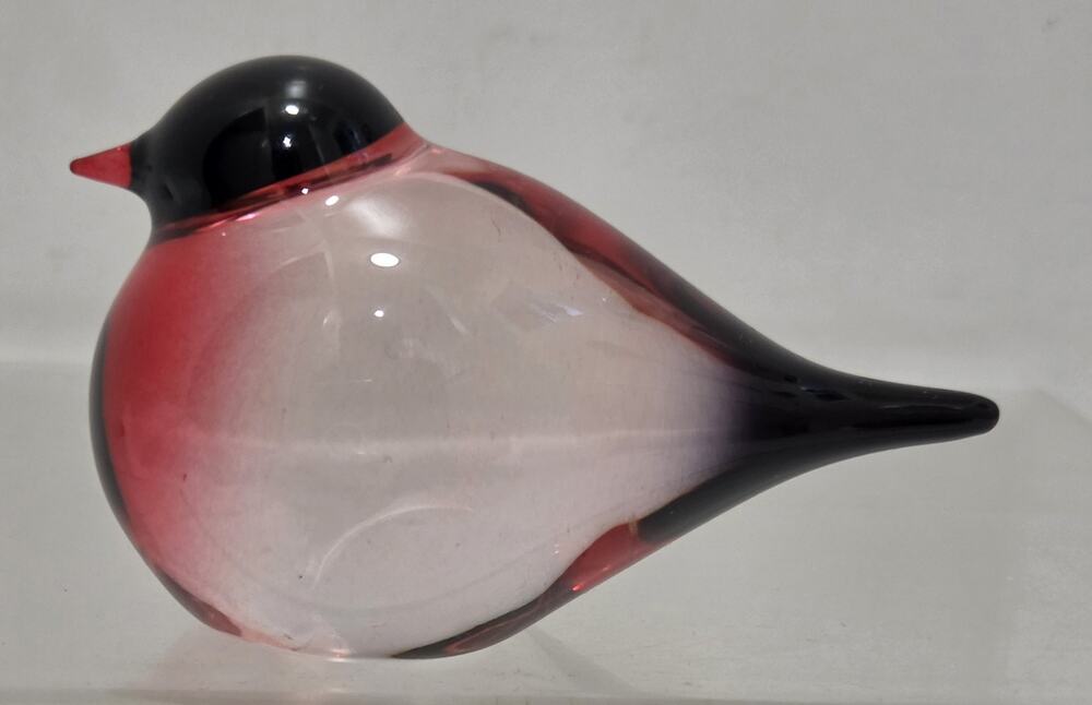 Hadeland Norway Glassverk Dompap Bullfinch Glass Bird With Label